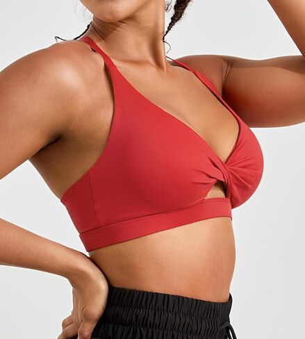 Padded Sports Bras for Women - Strappy Sports Bra Workout Tops for Women Twist Front Gym Tops in Kuwait