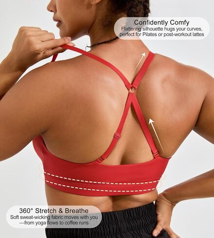Padded Sports Bras for Women - Strappy Sports Bra Workout Tops for Women Twist Front Gym Tops in Kuwait