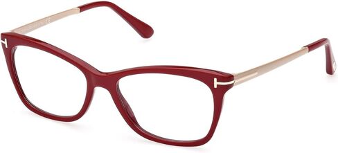 Tom Ford Eyeglasses FT 5353 069 Shiny Burgundy, Matte Pale Gold,t Logo/Blue in Saudi Arabia