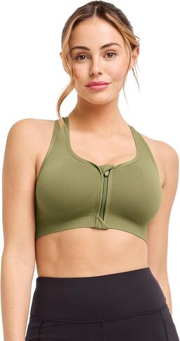 Jockey Women's Bra Seamfree Mid Impact Zip Front Sports Bra in Kuwait