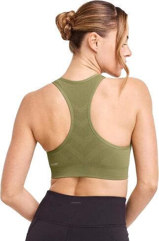 Jockey Women's Bra Seamfree Mid Impact Zip Front Sports Bra in Kuwait