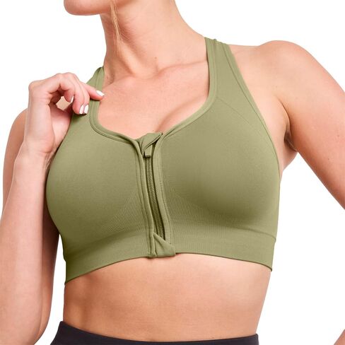 Jockey Women's Bra Seamfree Mid Impact Zip Front Sports Bra in Kuwait