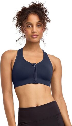 Jockey Women's Bra Seamfree Mid Impact Zip Front Sports Bra in Saudi Arabia