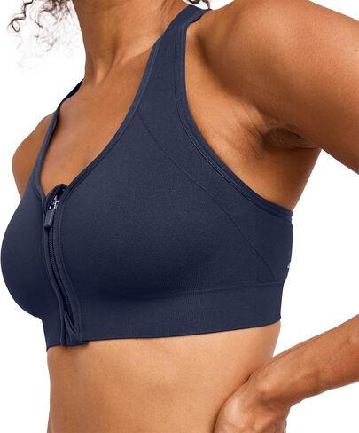 Jockey Women's Bra Seamfree Mid Impact Zip Front Sports Bra in Saudi Arabia