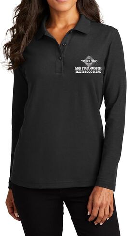 INK STITCH Women L500ls Custom Add Your Logo Texts Embroidery Silk Touch Long Sleeve Polo Shirts in Kuwait