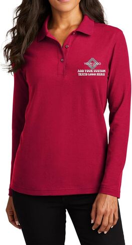 INK STITCH Women L500ls Custom Add Your Logo Texts Embroidery Silk Touch Long Sleeve Polo Shirts in Kuwait