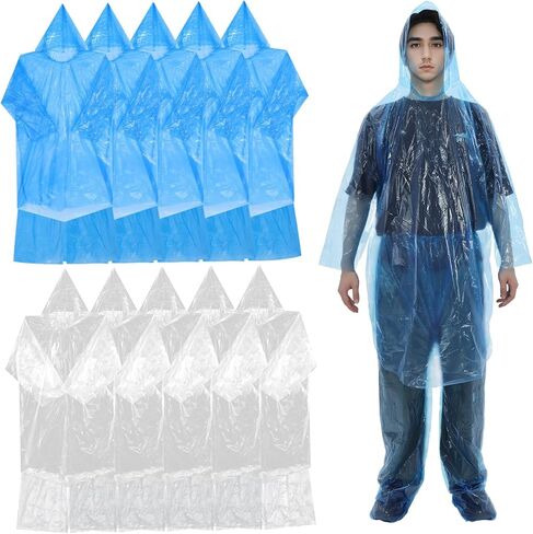 10sets Rain Coats with Hood Emergency Rain Ponchos for Camping Hiking Traveling Ultra-thick Tear-resistant Design Compact Comfortable Material in Saudi Arabia