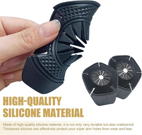 2 PCS Car Wiper Arm Hole Protection Pad, 2.87" x 3.54" PVC Auto Wiper Arm Bottom Protection Pads, Anti-Leaf Wiper Dust Jacket, Universal Wiper Arm Hole Protective Cover for Most Cars (Black) in Kuwait