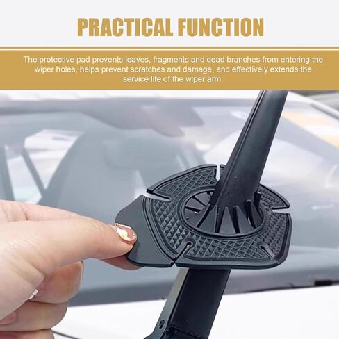 2 PCS Car Wiper Arm Hole Protection Pad, 2.87" x 3.54" PVC Auto Wiper Arm Bottom Protection Pads, Anti-Leaf Wiper Dust Jacket, Universal Wiper Arm Hole Protective Cover for Most Cars (Black) in Kuwait