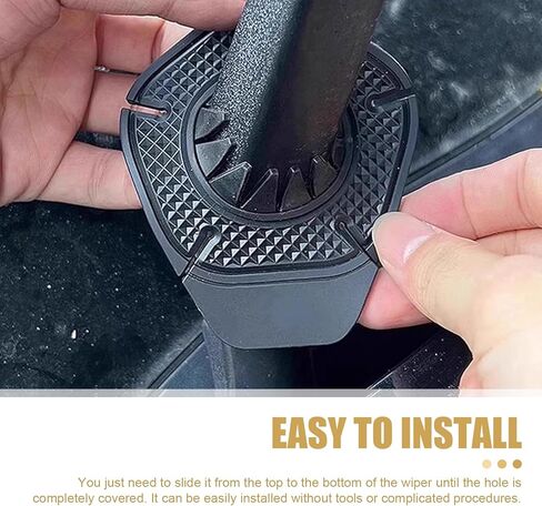 2 PCS Car Wiper Arm Hole Protection Pad, 2.87" x 3.54" PVC Auto Wiper Arm Bottom Protection Pads, Anti-Leaf Wiper Dust Jacket, Universal Wiper Arm Hole Protective Cover for Most Cars (Black) in Kuwait