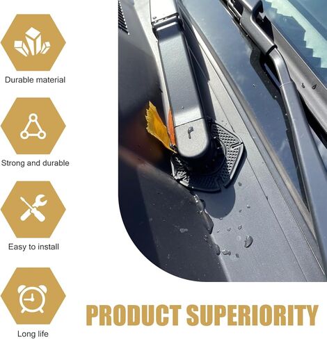 2 PCS Car Wiper Arm Hole Protection Pad, 2.87" x 3.54" PVC Auto Wiper Arm Bottom Protection Pads, Anti-Leaf Wiper Dust Jacket, Universal Wiper Arm Hole Protective Cover for Most Cars (Black) in Kuwait