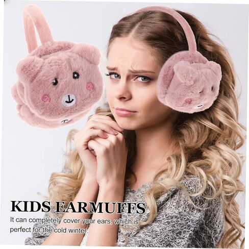 frcolor 1pc boy girl plush earmuffs cartoon panda tharers for boys and girls cute design for idevalives tkiking and more in Saudi Arabia