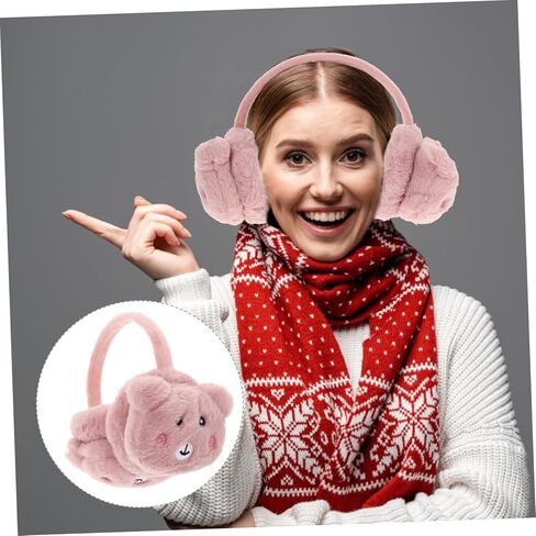 frcolor 1pc boy girl plush earmuffs cartoon panda tharers for boys and girls cute design for idevalives tkiking and more in Saudi Arabia