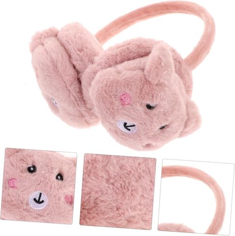 frcolor 1pc boy girl plush earmuffs cartoon panda tharers for boys and girls cute design for idevalives tkiking and more in Saudi Arabia