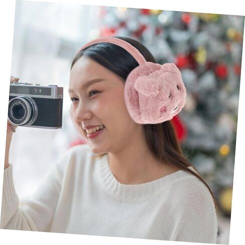 frcolor 1pc boy girl plush earmuffs cartoon panda tharers for boys and girls cute design for idevalives tkiking and more in Saudi Arabia