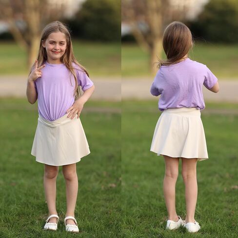 BIG ELEPHANT Girls Skorts – 2-in-1 Flowy Shorts with Built-in Liner and Pockets, Elastic Waist for Sports, Dance, School in Kuwait