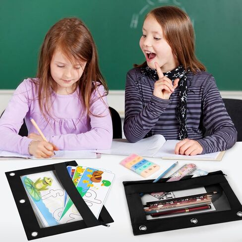 3 Ring Pencil Pouch,Bulk, 160 Packs Bulk Zipper Pencil Case in 10 Colors, Pencil Pouches with Clear Window for Storing School Office Supplies, Cloth Pencil Bag for 3 Hole Binder in Saudi Arabia