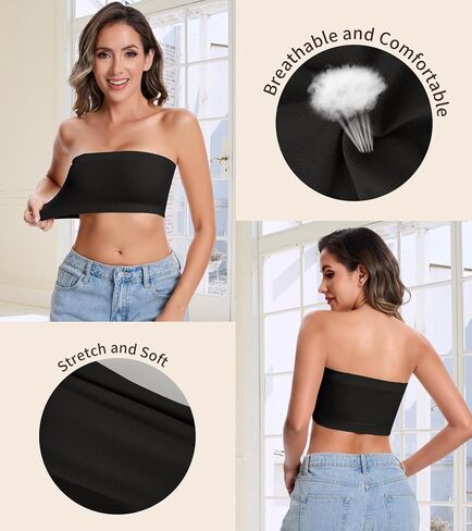 Tube Top for Women Bandeau Bra Strapless Top for Women Bralette Seamless Non-Padded in Saudi Arabia