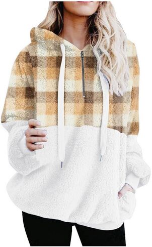 Corduroy Sherpa Jacket Women's Plaid Print Wool Wool Long Long Long Class Slover Swea Swea in Kuwait