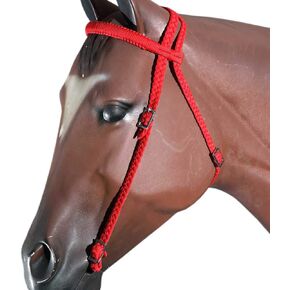HILASON Black Horse Bridle Headstall Flat Braided Paracord
