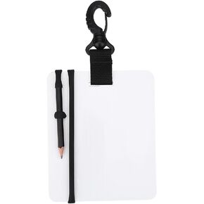 Writing Slate for Diving, 6 x 5 inch Diving Dive Writing Slate Underwater Writing Dive Slates with Swivel Clip and Graphite Pencil for Water Sports Diving Swimming
