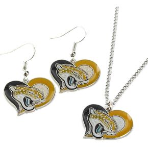 NFL Swirl Heart Earrings and Pendant Set - Jewelry Gift for Mom, Wife, Sister, Daughter, Best Friend - Ideal Gift for Birthdays, Anniversaries and Special Occasions
