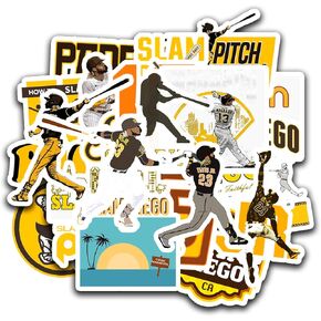 30 PCS American Baseball Stickers for Water Bottle, Laptop, Bicycle, Computer, Motorcycle, Travel Case, Car Decal Decoration Sticker 2-2.5 inches