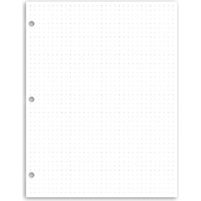 Pure Dot Grid Premium Heavyweight Letter 3 Hole Punched Notebook Paper (40 Sheets)