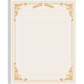 (2-Pack) Stationery Lined Paper, Letter Size Unpunched Ruled Filler Paper, 200Sheets / 400Pages Loose Leaf Line Paper, 100gsm White Paper, 8.5'' x 11'', Gold