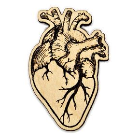 Anatomical Heart Wood Lapel Pin