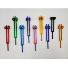 Sacred Solfeggio Weighted Tuning Forks Set of 9 DNA Repair with Striker and Individual Bags