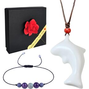 Mindful Breathing Necklace for Anxiety Stress Relief Ceramics Anxiety Breathing Necklace with Curved Mouthpiece for Sensitive Lips - Natural Calm & Deep Breathing Meditation (Blue)