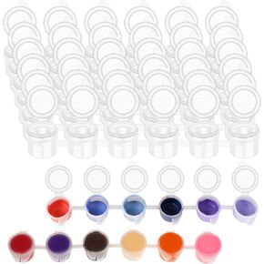 36pcs Empty Paint Pots with Lids, 5ml/0.17oz Clear Paint Cup Pot Strips, Small Paint Containers with Lids, Paint Storage Containers for Art Paintings, 6 Strips (6Pcs/Strip)