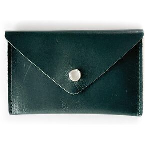 | Cobalt Blue Leather Card Case | Mini Wallet with Pearl Snap | Made in the USA