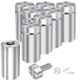 Osring 1in Dia x 4in Ln Wall Standoffs Stainless Steel Large Sign Standoff Holder, Brushed Nickel Screw Standoff Mount Glass Standoff Hardware for Acrylic Board and Sign Display, 8 Pack