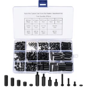 طقم مواجهات نايلون M3، 260 قطعة من مواجهات فاصل سداسية من النايلون للإناث ومجموعة صواميل، مواجهات لوحة دوائر PCB، مسامير مواجهات فاصل عمود ملولبة سداسية لطائرة RC FPV بدون طيار كوادكوبتر in Kuwait