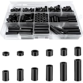 250PCS Black Nylon Round Spacer Assortment Kit ID 6MM OD 11MM, KWOKWEI Outlet Screw spacers 3mm to 35mm in Length, Plastic Spacers Without Threaded for M6 Screws in Kuwait