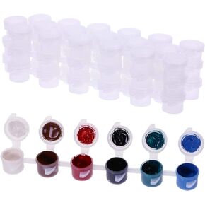 Empty Paint Strips Penta Angel 3ml/0.1oz Paint Cup Pots Mini Clear Plastic Painting Storage Containers with Lids for Mixing Pigment Classrooms Schools Paintings Art Festivals, 10 Strips 60 Pots