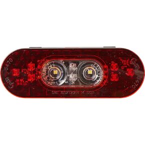 Grote 54702 - Stop/Tail/Turn Light, 6 In., Oval, Led, With Integrated Back-Up, Integrated Hard Shell, Red/Clear Lens, Bl