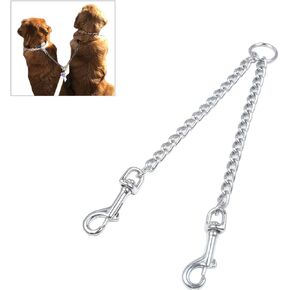 Wontee Pet Dog Stainless Steel Double-Head Dog Leash Pet Clip Leash Twin Lead Traction Belt for Small Medium and Large Dogs Training Walking (S)