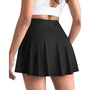 CHRLEISURE Women's Tennis Golf Skirt with Shorts, 5 Pockets Athletic Sports Running Workout Flowy Skorts