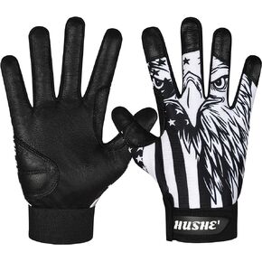 Hushe' Batting Gloves Softball Batting Gloves American Flag Batting Gloves Men Batting Gloves USA Flag Baseball Batting Gloves for Youth Adult & Unisex