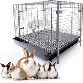 HOMESTEAD Bunny Cages with Tray - 24-inch Easy-Clean Rabbit Cage with Enhanced Kit - Leg, Frame, & Urine Guard Included - Ideal & Secure Home for Rabbits, Ferrets, Hedgehogs