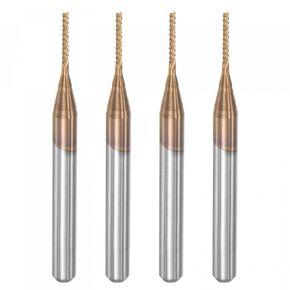 uxcell End Mill CNC Router Bits, 1/8" 3.175mm Shank 0.2mm x 1mm Titanium Coated Tungsten Carbide Engraving Milling Cutter for PCB Plastic Fiber Wood 4pcs