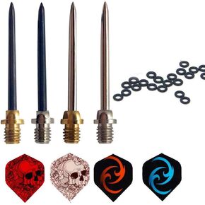 4 أطراف رمي السهام من الفولاذ 12 قطعة، 12 قطعة من رحلات رمي ​​السهام و20 قطعة من غسالات حلقات رمي ​​السهام - أطراف 2ba لاستبدال نقاط تحويل الفولاذ in Kuwait