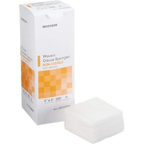 McKesson Woven Gauze Sponges, Non-Sterile, 12-Ply, 100% Cotton, 3 in x 3 in, 200 Per Pack, 1 Pack