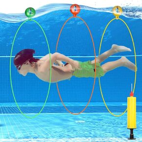 Pool Diving Swim Thru Rings Toys for Kids Cludoo High Stability No Assembly Required Pool Toy Swim Hoops Underwater Swim Thru Diving Ring Water Training Sports for Ages 4,5,6,7,8,9,10,11,12 Kids Teens