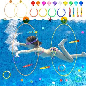 Pool Diving Swim Thru Rings Toys for Kids Cludoo High Stability No Assembly Required Pool Toy Swim Hoops Underwater Swim Thru Diving Ring Water Training Sports for Ages 4,5,6,7,8,9,10,11,12 Kids Teens