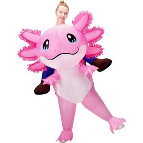Stegosaurus Axolotl Costume Inflatable Costume for Adult Halloween Costumes Air Blow up Costumes Funny Ride on Axolotl Costume for Cosplay Party