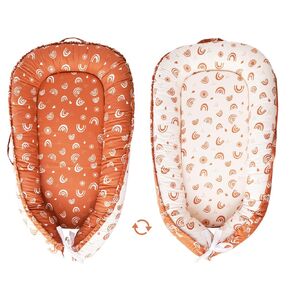 Baby Lounger Cover for Newborn, Baby Nest Cover, Portable Baby Nest Sleeper Soft & Breathable Cotton Snuggle Me Lounger Infant Floor Seat Co-Sleeping Baby Registry Search (Rainbow Pattern)
